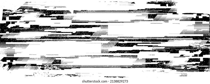 Glitch distorted geometric shape . Noise destroyed logo . Trendy defect error shapes . Glitched frame .Grunge textured . Distressed effect .Vector shapes with a halftone dots screen print texture.