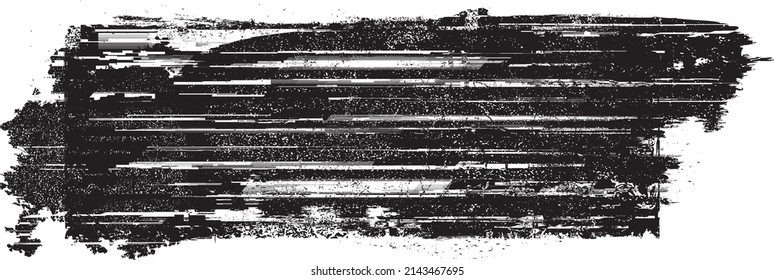 Glitch distorted geometric shape . Noise destroyed logo . Trendy defect error shapes . Glitched frame .Grunge textured . Distressed effect .Vector shapes with a halftone dots screen print texture.