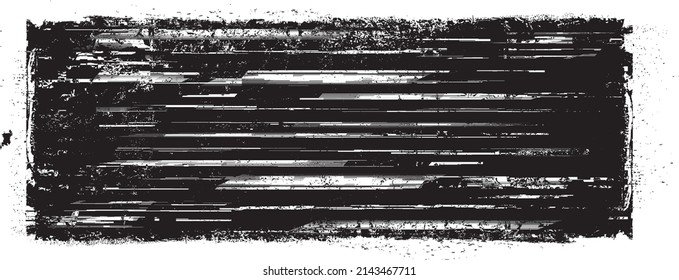 Glitch distorted geometric shape . Noise destroyed logo . Trendy defect error shapes . Glitched frame .Grunge textured . Distressed effect .Vector shapes with a halftone dots screen print texture.