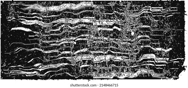 Glitch distorted geometric shape . Noise destroyed logo . Trendy defect error shapes . Glitched frame .Grunge textured . Distressed effect .Vector shapes with a halftone dots screen print texture.