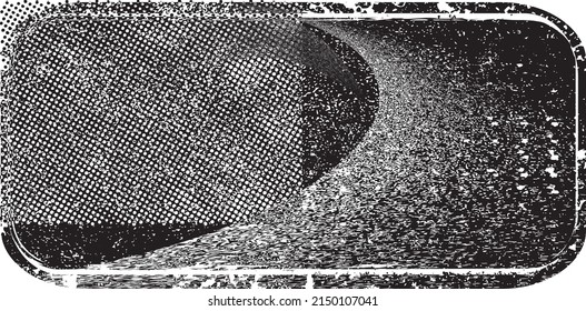 Glitch distorted geometric shape . Noise destroyed logo . Trendy defect error shapes . Glitched frame .Grunge textured . Distressed effect .Vector shapes with a halftone dots screen print texture.