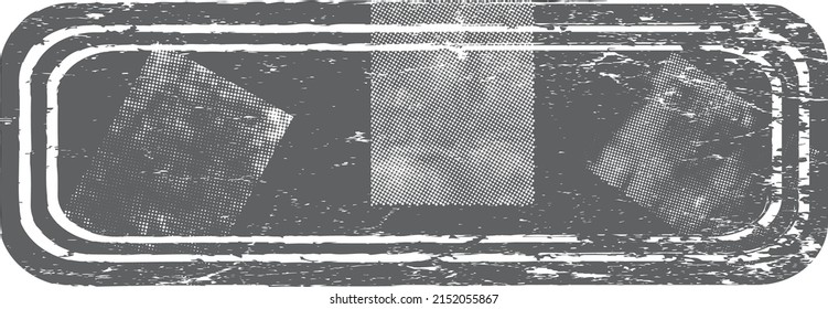 Glitch verzerrte geometrische Form . Rauschen zerstört Logo. Trendy Defaultformen . Glitched frame .Grunge strukturiert. Distressed effect .Vector formt mit einer Siebdrucktextur mit Halbton-Punkten.