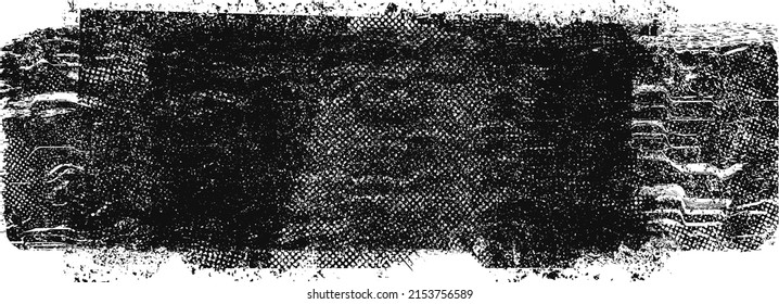 Glitch distorted geometric shape . Noise destroyed logo . Trendy defect error shapes . Glitched frame .Grunge textured . Distressed effect .Vector shapes with a halftone dots screen print texture.