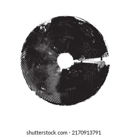 Forma geométrica distorsionada por destello. Logo destruido por ruido. Formas de error de defecto de moda . Marco brillante. Grunge texturado. Efecto perturbado .Formas vectoras con una textura de impresión de pantalla de puntos de medio tono.