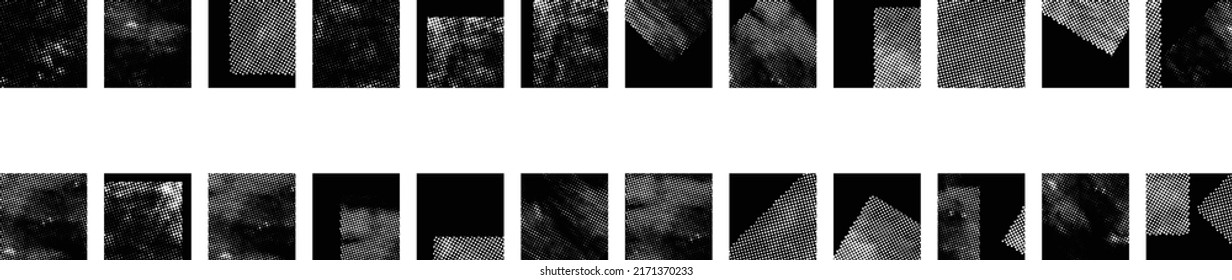 Glitch distorted geometric shape . Noise destroyed logo . Trendy defect error shapes . Glitched frame .Grunge textured . Distressed effect .Vector shapes with a halftone dots screen print texture.