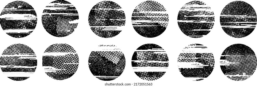 Glitch verzerrte geometrische Form . Rauschen zerstört Logo. Trendy Defaultformen . Glitched frame .Grunge strukturiert. Distressed effect .Vector formt mit einer Siebdrucktextur mit Halbton-Punkten.