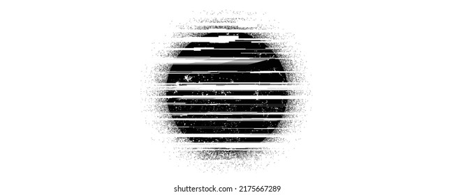 Glitch verzerrte geometrische Form . Rauschen zerstört Logo. Trendy Defaultformen . Glitched frame .Grunge strukturiert. Distressed effect .Vector formt mit einer Siebdrucktextur mit Halbton-Punkten.