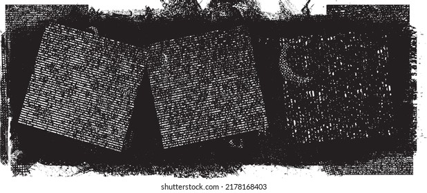 Glitch distorted geometric shape . Noise destroyed logo . Trendy defect error shapes . Glitched frame .Grunge textured . Distressed effect .Vector shapes with stripes screen print texture.
