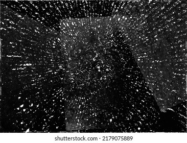 Glitch distorted geometric shape . Noise destroyed logo . Trendy defect error shapes . Glitched frame .Grunge textured . Distressed effect .Vector shapes with stripes screen print texture.
