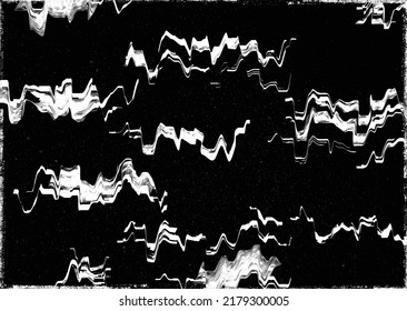 Forma geométrica distorsionada por destello. Logo destruido por ruido. Formas de error de defecto de moda . Marco brillante. Grunge texturado. Efecto perturbado .Formas vectoras con una textura de impresión de pantalla.