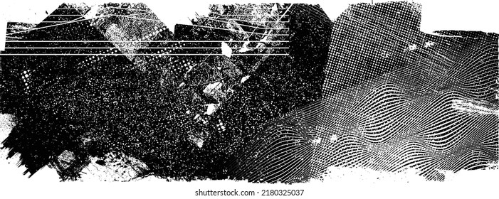 Glitch distorted geometric shape . Noise destroyed background . Trendy defect overlay texture . Glitched collage .Grunge textured . Distressed effect .Vector shapes with stripes screen print texture.
