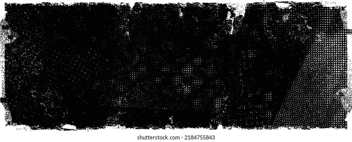 Forma geométrica distorsionada por destello. Logo destruido por ruido. Formas de error de defecto de moda . Marco brillante. Grunge texturado. Efecto perturbado .Formas vectoras con una textura de impresión de pantalla de puntos de medio tono.