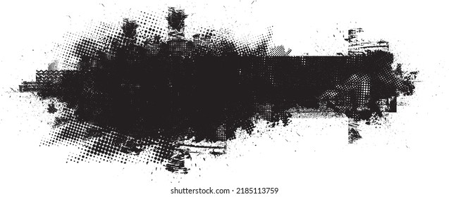 Forma geométrica distorsionada por destello. Logo destruido por ruido. Formas de error de defecto de moda . Marco brillante. Grunge texturado. Efecto perturbado .Formas vectoras con una textura de impresión de pantalla de puntos de medio tono.