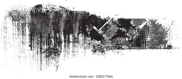 Glitch verzerrte geometrische Form . Rauschen zerstört Logo. Trendy Defaultformen . Glitched frame .Grunge strukturiert. Distressed effect .Vector formt mit einer Siebdrucktextur mit Halbton-Punkten.
