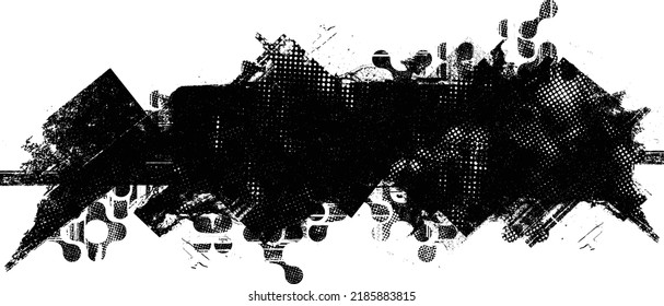 Glitch verzerrte geometrische Form . Rauschen zerstört Logo. Trendy Defaultformen . Glitched frame .Grunge strukturiert. Distressed effect .Vector formt mit einer Siebdrucktextur mit Halbton-Punkten.