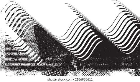 Glitch verzerrte geometrische Form . Rauschen zerstört Logo. Trendy Defaultformen . Glitched frame .Grunge strukturiert. Distressed effect .Vector formt mit einer Siebdrucktextur mit Halbton-Punkten.