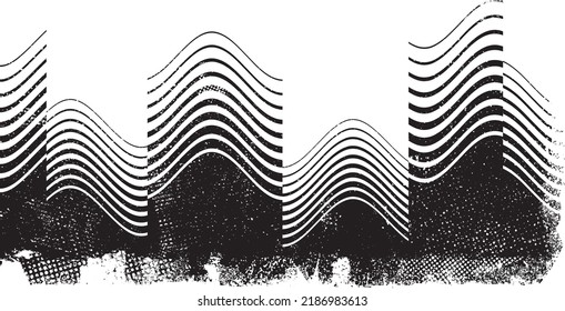 Glitch distorted geometric shape . Noise destroyed logo . Trendy defect error shapes . Glitched frame .Grunge textured . Distressed effect .Vector shapes with a halftone dots screen print texture.