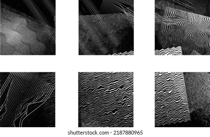 Glitch distorted geometric shape . Noise destroyed logo . Trendy defect error shapes . Glitched frame .Grunge textured . Distressed effect .Vector shapes with a halftone dots screen print texture.