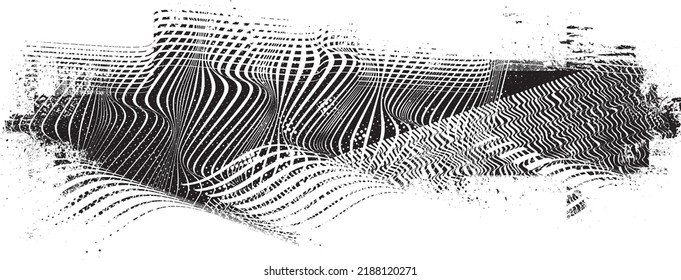 Glitch verzerrte geometrische Form . Rauschen zerstört Logo. Trendy Defaultformen . Glitched frame .Grunge strukturiert. Distressed effect .Vector formt mit einer Siebdrucktextur mit Halbton-Punkten.