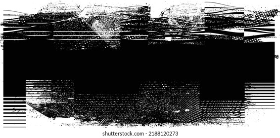 Glitch verzerrte geometrische Form . Rauschen zerstört Logo. Trendy Defaultformen . Glitched frame .Grunge strukturiert. Distressed effect .Vector formt mit einer Siebdrucktextur mit Halbton-Punkten.