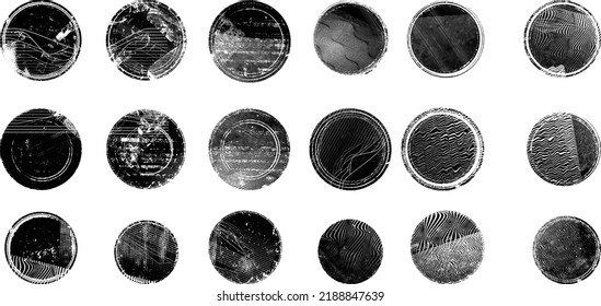 Glitch distorted geometric shape . Noise destroyed logo . Trendy defect error shapes . Glitched frame .Grunge textured . Distressed effect .Vector shapes with a halftone dots screen print texture.