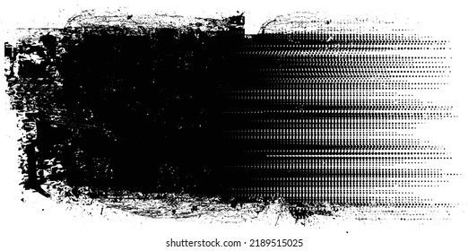 Glitch distorted geometric shape . Noise destroyed logo . Trendy defect error shapes . Glitched frame .Grunge textured . Distressed effect .Vector shapes with a halftone dots screen print texture.