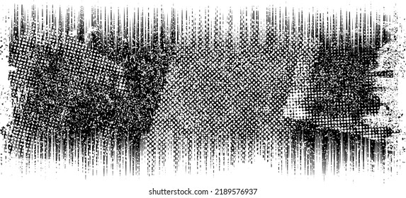 Glitch distorted geometric shape . Noise destroyed logo . Trendy defect error shapes . Glitched frame .Grunge textured . Distressed effect .Vector shapes with a halftone dots screen print texture.