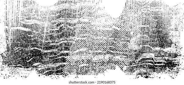 Glitch distorted geometric shape . Noise destroyed logo . Trendy defect error shapes . Glitched frame .Grunge textured . Distressed effect .Vector shapes with a halftone dots screen print texture.