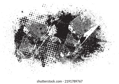 Glitch distorted geometric shape . Noise destroyed logo . Trendy defect error shapes . Glitched frame .Grunge textured . Distressed effect .Vector shapes with a halftone dots screen print texture.