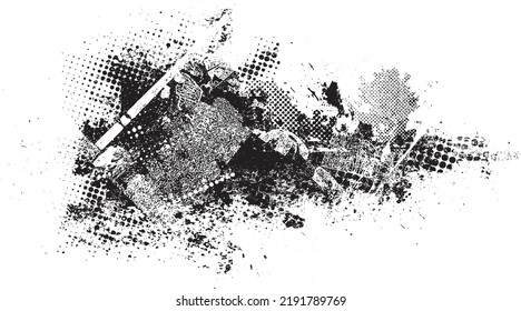 Glitch distorted geometric shape . Noise destroyed logo . Trendy defect error shapes . Glitched frame .Grunge textured . Distressed effect .Vector shapes with a halftone dots screen print texture.