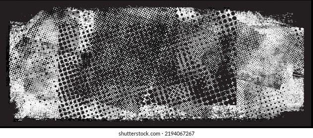 Glitch verzerrte geometrische Form . Rauschen zerstört Logo. Trendy Defaultformen . Glitched frame .Grunge strukturiert. Distressed effect .Vector formt mit einer Siebdrucktextur mit Halbton-Punkten.