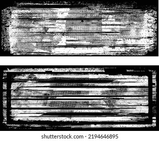 Glitch distorted geometric shape . Noise destroyed logo . Trendy defect error shapes . Glitched frame .Grunge textured . Distressed effect .Vector shapes with a halftone dots screen print texture.