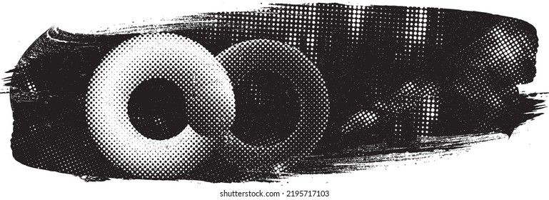 Glitch distorted geometric shape . Noise destroyed logo . Trendy defect error shapes . Glitched frame .Grunge textured . Distressed effect .Vector shapes with a halftone dots screen print texture.