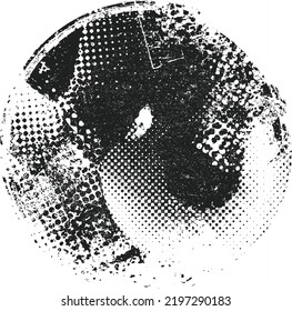 Glitch verzerrte geometrische Form . Rauschen zerstört Logo. Trendy Defaultformen . Glitched frame .Grunge strukturiert. Distressed effect .Vector formt mit einer Siebdrucktextur mit Halbton-Punkten.
