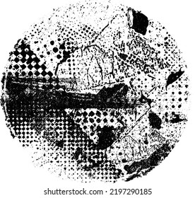 Forma geométrica distorsionada por destello. Logo destruido por ruido. Formas de error de defecto de moda . Marco brillante. Grunge texturado. Efecto perturbado .Formas vectoras con una textura de impresión de pantalla de puntos de medio tono.