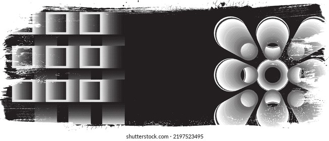 Glitch verzerrte geometrische Form . Rauschen zerstört Logo. Trendy Defaultformen . Glitched frame .Grunge strukturiert. Distressed effect .Vector formt mit einer Siebdrucktextur mit Halbton-Punkten.