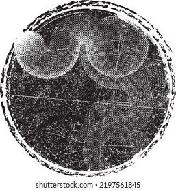 Forma geométrica distorsionada por destello. Logo destruido por ruido. Formas de error de defecto de moda . Marco brillante. Grunge texturado. Efecto perturbado .Formas vectoras con una textura de impresión de pantalla de puntos de medio tono.