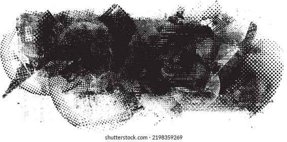 Forma geométrica distorsionada por destello. Logo destruido por ruido. Formas de error de defecto de moda . Marco brillante. Grunge texturado. Efecto perturbado .Formas vectoras con una textura de impresión de pantalla de puntos de medio tono.
