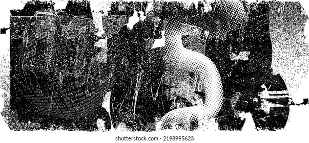 Glitch distorted geometric shape . Noise destroyed logo . Trendy defect error shapes . Glitched frame .Grunge textured . Distressed effect .Vector shapes with a halftone dots screen print texture.