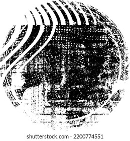 Glitch distorted geometric shape . Noise destroyed logo . Trendy defect error shapes . Glitched frame .Grunge textured . Distressed effect .Vector shapes with a halftone dots screen print texture.