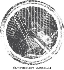 Glitch distorted geometric shape . Noise destroyed logo . Trendy defect error shapes . Glitched frame .Grunge textured . Distressed effect .Vector shapes with a halftone dots screen print texture.