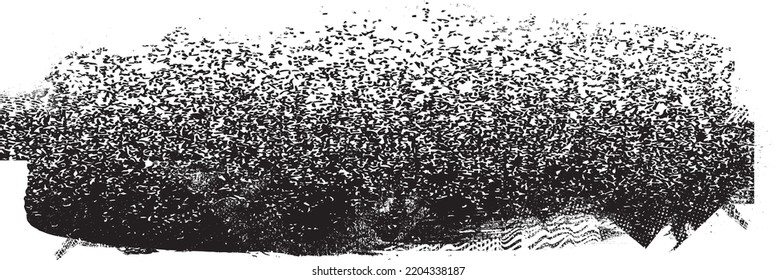 Glitch distorted geometric shape . Noise destroyed logo . Trendy defect error shapes . Glitched frame .Grunge textured . Distressed effect .Vector shapes with a halftone dots screen print texture.