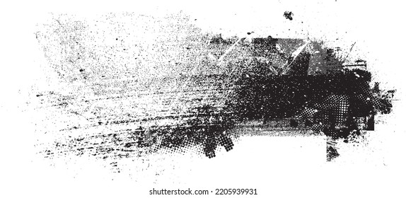 Glitch distorted geometric shape . Noise destroyed logo . Trendy defect error shapes . Glitched frame .Grunge textured . Distressed effect .Vector shapes with a halftone dots screen print texture.