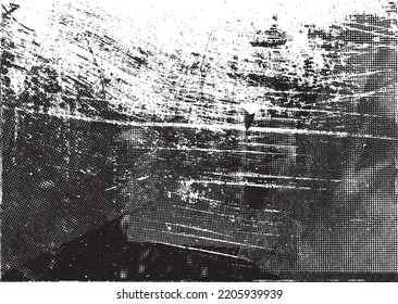 Forma geométrica distorsionada por destello. Logo destruido por ruido. Formas de error de defecto de moda . Marco brillante. Grunge texturado. Efecto perturbado .Formas vectoras con una textura de impresión de pantalla de puntos de medio tono.