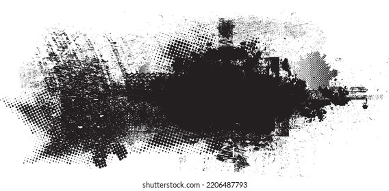 Glitch distorted geometric shape . Noise destroyed logo . Trendy defect error shapes . Glitched frame .Grunge textured . Distressed effect .Vector shapes with a halftone dots screen print texture.