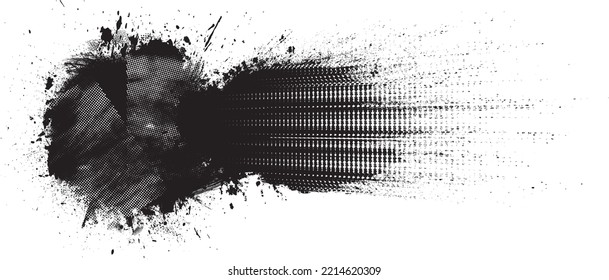 Glitch distorted geometric shape . Noise destroyed logo . Trendy defect error shapes . Glitched frame .Grunge textured . Distressed effect .Vector shapes with a halftone dots screen print texture.