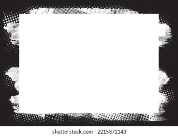Glitch distorted geometric shape . Noise destroyed logo . Trendy defect error shapes . Glitched frame .Grunge textured . Distressed effect .Vector shapes with a halftone dots screen print texture.