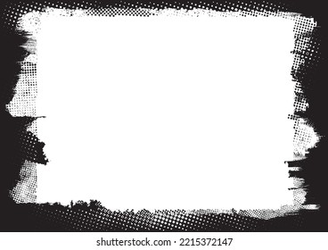 Glitch distorted geometric shape . Noise destroyed logo . Trendy defect error shapes . Glitched frame .Grunge textured . Distressed effect .Vector shapes with a halftone dots screen print texture.