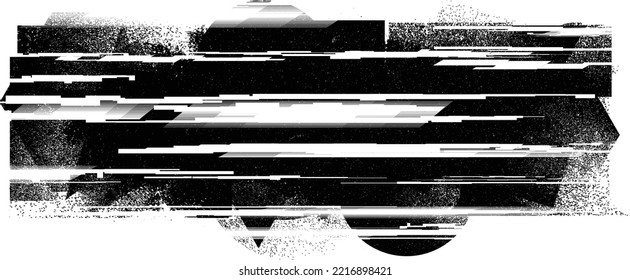 Glitch verzerrte geometrische Form . Rauschen zerstört Logo. Trendy Defaultformen . Glitched frame .Grunge strukturiert. Distressed effect .Vector formt mit einer Technologie-Linien Siebdruck-Textur.