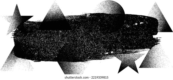Glitch distorted geometric shape . Noise destroyed background . Trendy defect overlay texture . Glitched collage .Grunge textured . Distressed effect .Vector shapes with stripes screen print texture.
